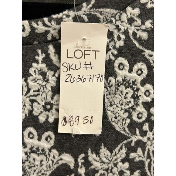 NWT Loft damask print knitted dress S Gray - Picture 4 of 8